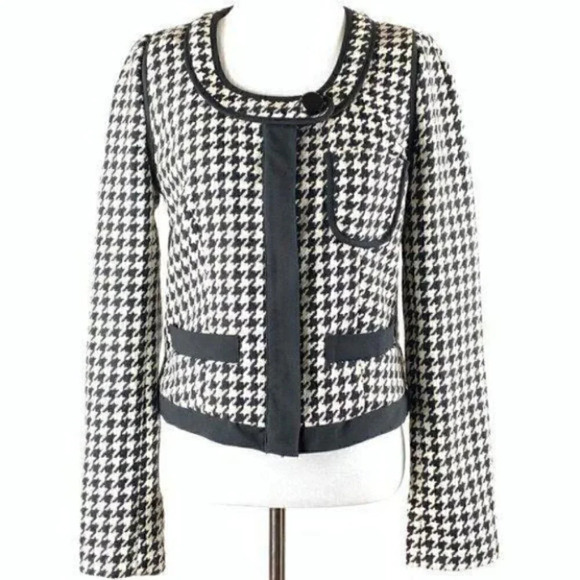 Venus blazer 8 houndstooth 20% wool zip pockets - Picture 1 of 8